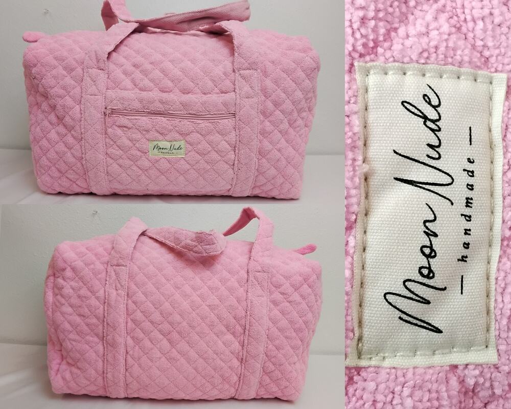 Moon Nude Handmade Towel Tote Bag Quilted Pink Large Zip Closure #J5911